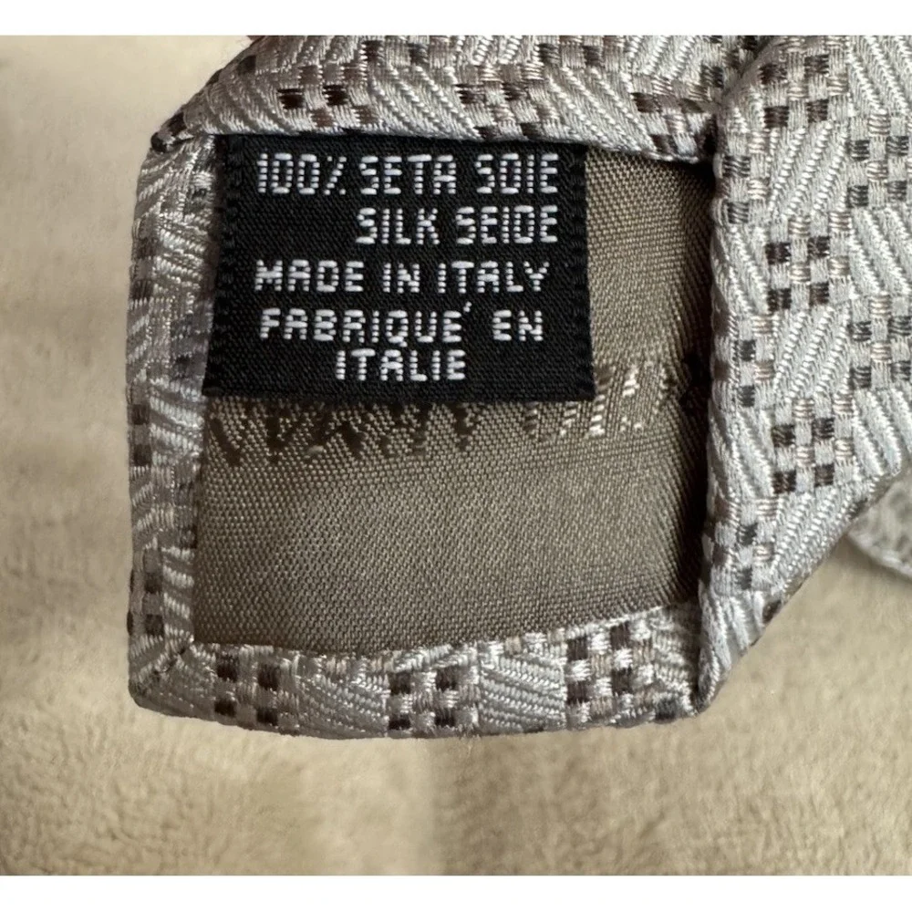 Giorgio‎ Armani Silk Tie Gray Geometric Pattern Made in Italy Luxury Designer